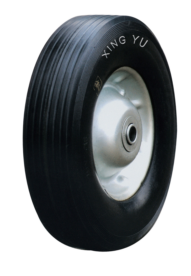 Колесо промышленное, литая черная резина, стальной прессованный цельный обод, симметричная ступица, шарикоподшипник (SR1900-1 (S))